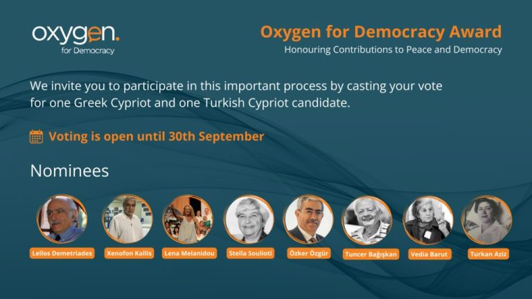 Βραβείο Oxygen for Democracy για τη Δημοκρατία και την Ειρήνη στην Κύπρο